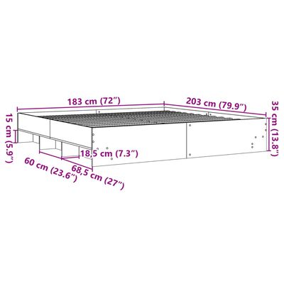 vidaXL sengestel 180x200 cm konstrueret træ sonoma-eg