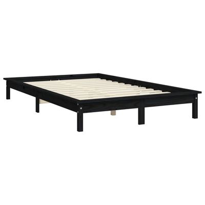 vidaXL sengeramme 140x190 cm massivt fyrretræ sort