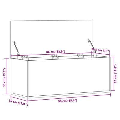 vidaXL opbevaringsboks 90x35x35 cm konstrueret træ sort