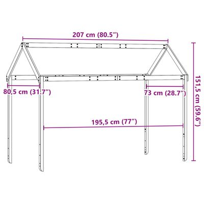 vidaXL stel til husseng 207x80,5x151,5 cm massivt fyrretræ hvid