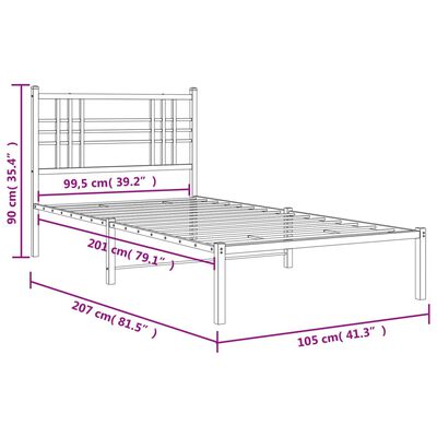 vidaXL sengeramme med sengegavl 100x200 cm metal hvid