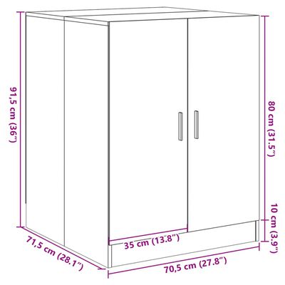 vidaXL vaskemaskineskab 70,5x71,5x91,5 cm sonoma-eg