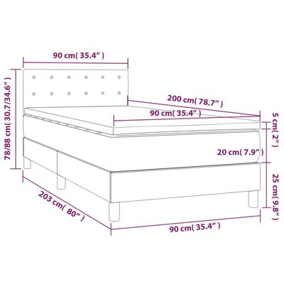 vidaXL kontinentalseng med LED-lys 90x200 cm stof lysegrå