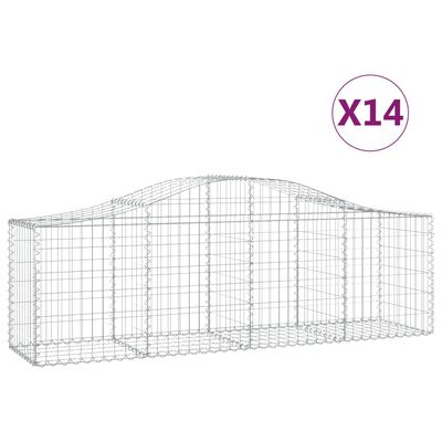 vidaXL buede gabionkurve 14 stk. 200x50x60/80 cm galvaniseret jern