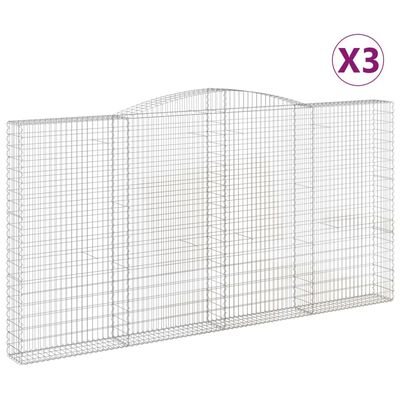 vidaXL buede gabionkurve 3 stk. 400x30x200/220 cm galvaniseret jern