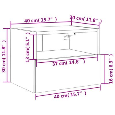 vidaXL væghængt tv-bord 40x30x30 cm konstrueret træ røget brunt eg