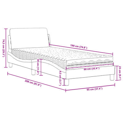 vidaXL seng med madras 90x190 cm kunstlæder sort og hvid