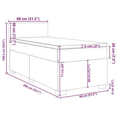 vidaXL kontinentalseng med madras 80x200 cm fløjl mørkegrøn