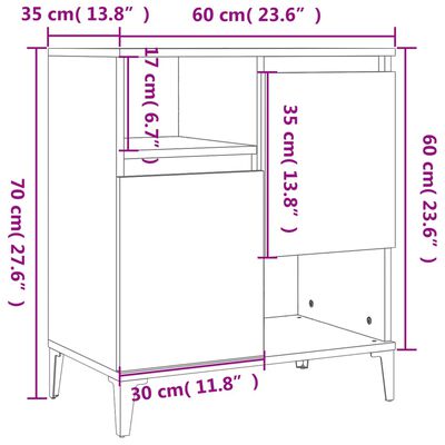 vidaXL skænke 3 stk. 60x35x70 cm konstrueret træ betongrå