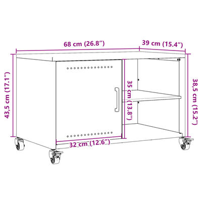 vidaXL tv-bord 68x39x43,5 cm koldvalset stål olivengrøn