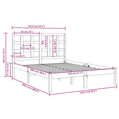 vidaXL sengeramme 120x200 cm massivt træ