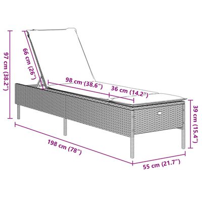 vidaXL liggestol med hynde polyrattan beige