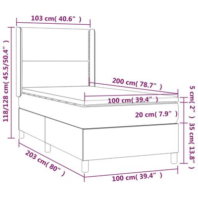 vidaXL kontinentalseng med LED-lys 100x200 cm kunstlæder sort