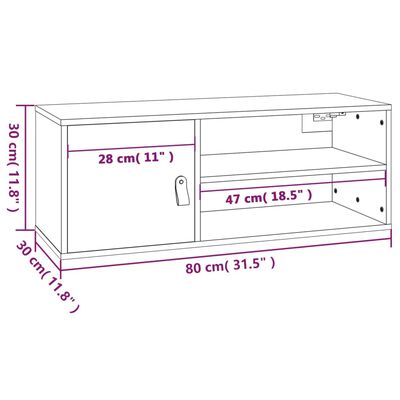 vidaXL vægskabe 2 stk. 80x30x30 cm massivt fyrretræ grå