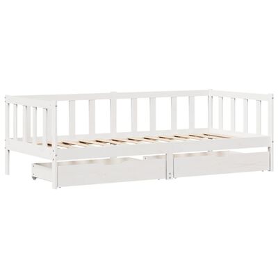 vidaXL daybed med skuffer 90x190 cm massivt fyrretræ hvid