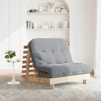 vidaXL futon med madras 100x206x11 cm massivt fyrretræ