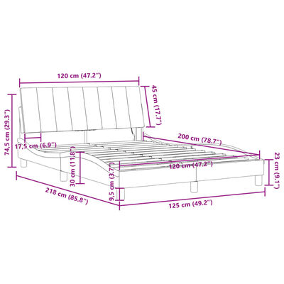 vidaXL sengeramme med LED-lys 120x200 cm velour mørkegrå