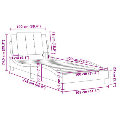 vidaXL sengeramme med sengegavl 100x200 cm kunstlæder sort