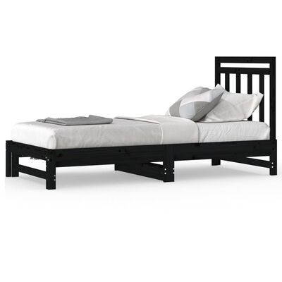 vidaXL daybed med udtræk 2x(90x200) cm massivt fyrretræ sort