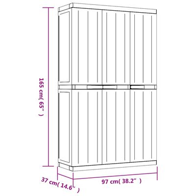 vidaXL haveskab 97x37x165 cm PP grå og sort