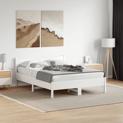 vidaXL sengeramme uden madras 140x200 cm massivt fyrretræ hvid