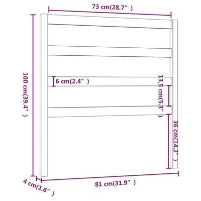 vidaXL sengegærde 81x4x100 cm massivt fyrretræ grå