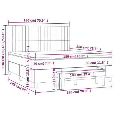 vidaXL kontinentalseng med madras 180x200 cm stof sort