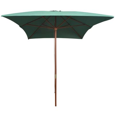 vidaXL parasol 200x300 cm træstang grøn