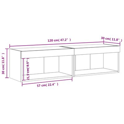 vidaXL tv-borde med LED-lys 2 stk. 60x30x30 cm hvid