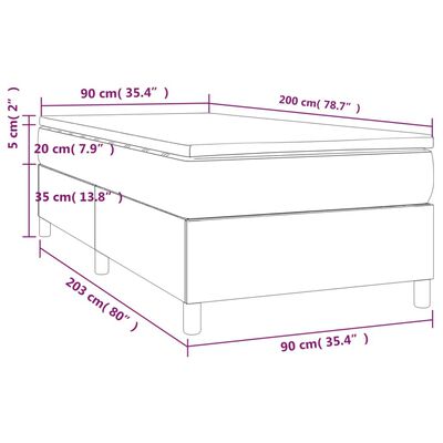 vidaXL kontinentalseng med madras 90x200 cm stof mørkegrå