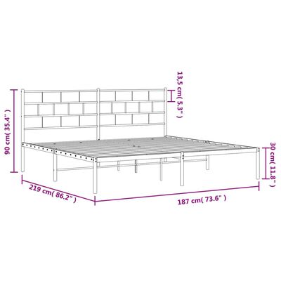 vidaXL sengeramme med sengegavl 183x213 cm metal sort