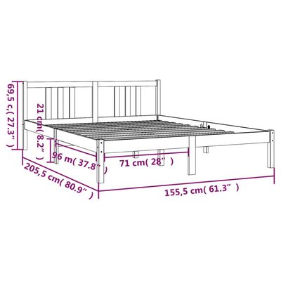 vidaXL sengeramme 150x200 cm King Size massivt træ sort