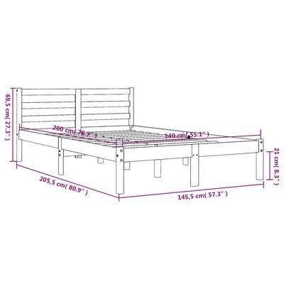 vidaXL sengeramme uden madras 140x200 cm massivt fyr gyldenbrun