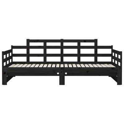 vidaXL daybed med udtræk 2x(80x200) cm massivt fyrretræ sort