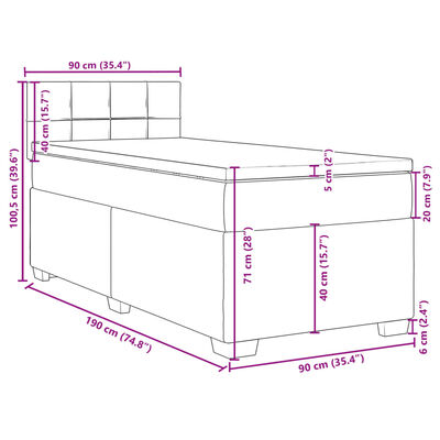 vidaXL kontinentalseng med madras 90x190 cm stof sort