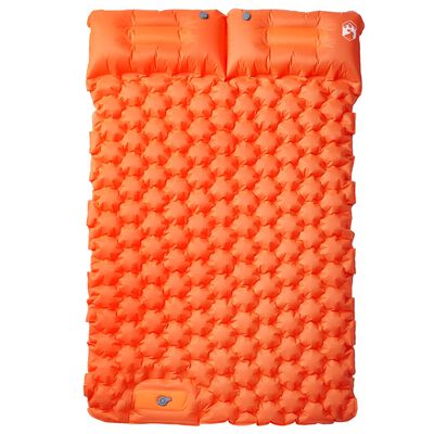 vidaXL 2-personers campingmadras med puder selvoppustelig orange