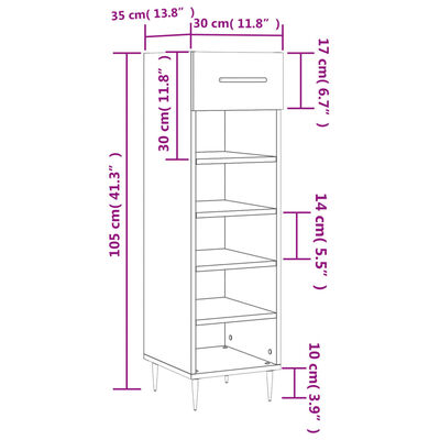 vidaXL skoreol 30x35x105 cm konstrueret træ hvid