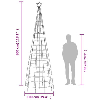 vidaXL lysende juletræ med spyd 570 LED'er 300 cm koldt hvidt lys