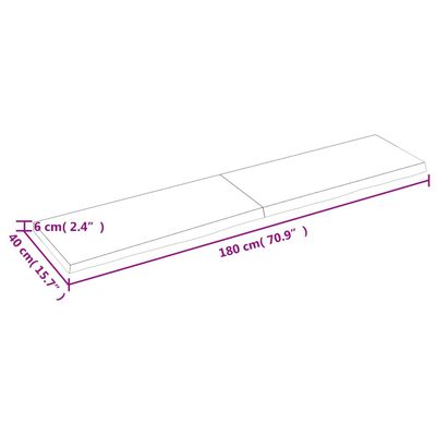 vidaXL bordplade 180x40x(2-6) cm behandlet massivt egetræ mørkebrun