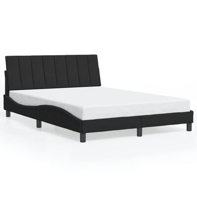 vidaXL sengeramme med LED-lys 140x200 cm velour sort