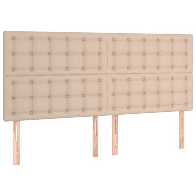 vidaXL sengegavle 4 stk. 90x5x78/88 cm kunstlæder cappuccinofarvet