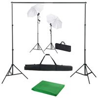 vidaXL fotostudieudstyr med baggrund, lamper og paraplyer