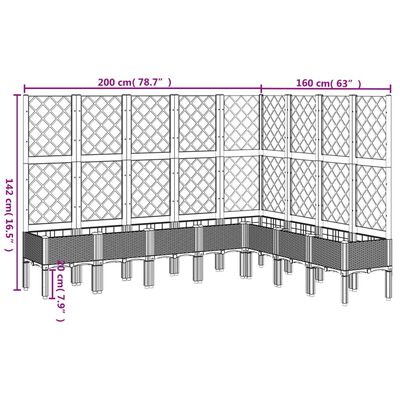 vidaXL plantekasse med espalier 200x160x142 cm PP hvid