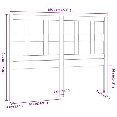 vidaXL sengegærde 165,5x4x100 cm massivt fyrretræ hvid