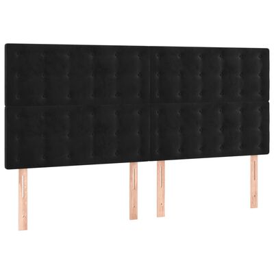 vidaXL sengegavl med LED-lys 160x5x118/128 cm fløjl sort