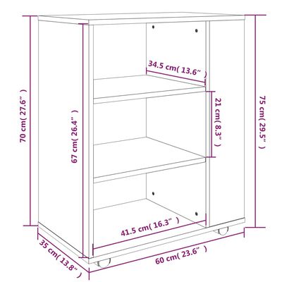 vidaXL rullebord 60x35x75 cm konstrueret træ røget egetræsfarve