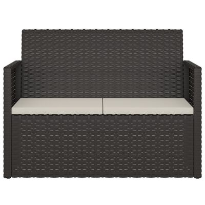 vidaXL havebænk med hynder 105 cm polyrattan sort