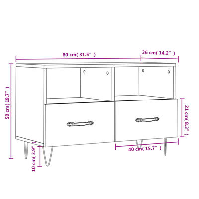 vidaXL tv-bord 80x36x50 cm konstrueret træ betongrå