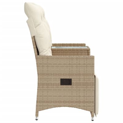 vidaXL 2-personers havesofa med bord og lænefunktion polyrattan beige