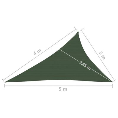 vidaXL solsejl 3x4x5 m 160 g/m² HDPE mørkegrøn